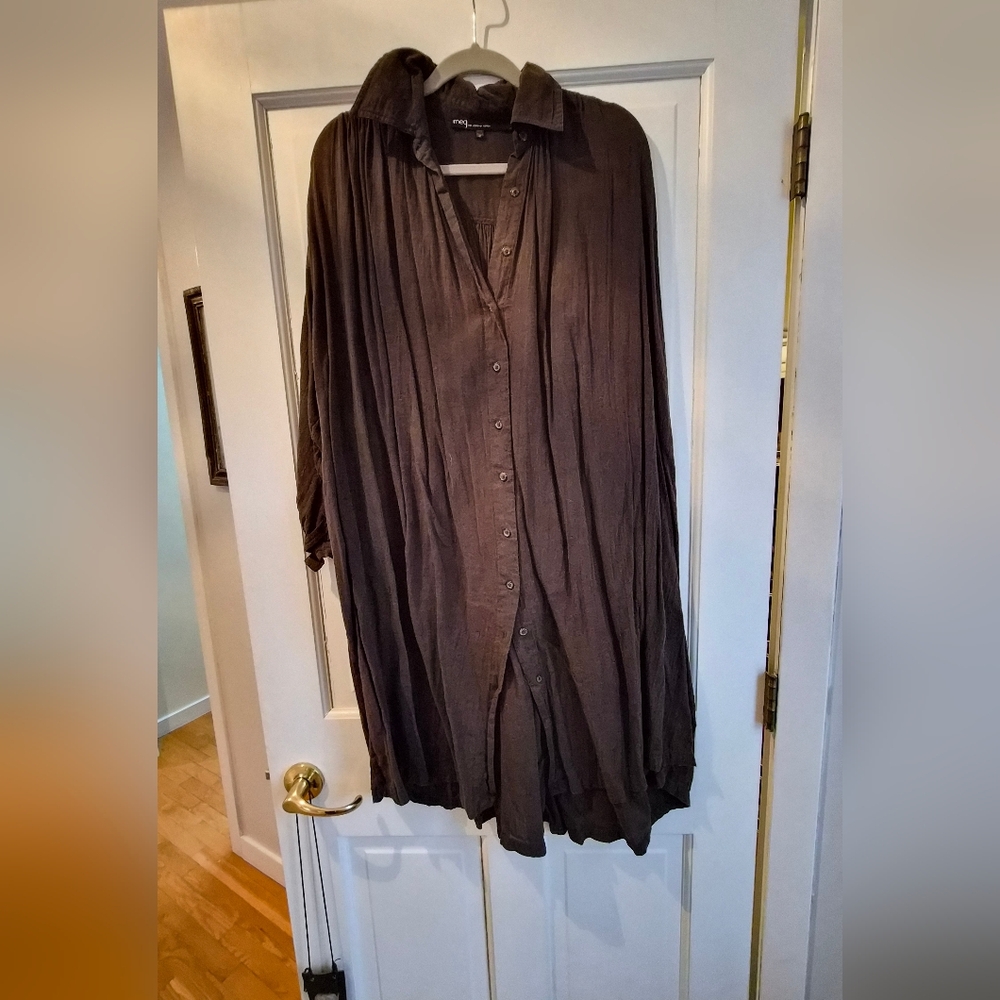 Meg The Painters Dress Brown Button-Up Long Shirt Dress